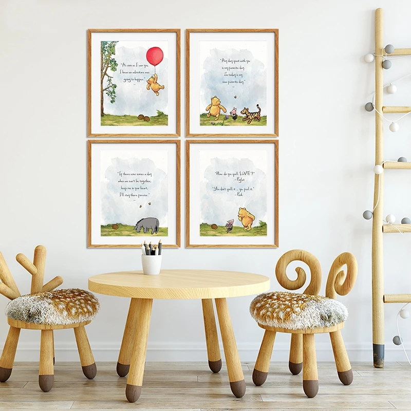 Winnie the Pooh Poster Classic Cartoon Prints Baby Shower Gifts Nursery Wall Art Canvas Painting Pictures Kids Room Decor