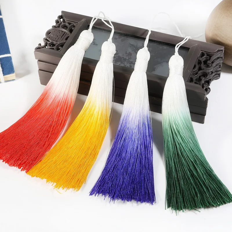 1pc 13cm Long Gradient Color Fringe Tassel Soft Thread Charms Tassels For DIY Bookmark Fan Pendant Crafts Decoration Accessories