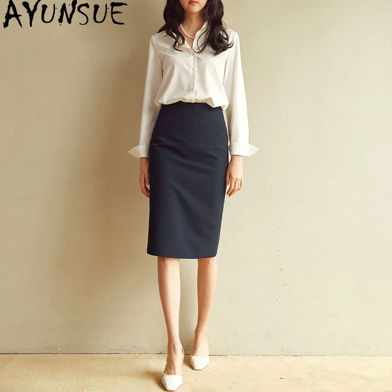 

AYUNSUE Fashion Bodycon Skirt Korean Elegant High Waist Skirts for Women Spring Autumn 2021 Office Woman Skirts Falda Mujer