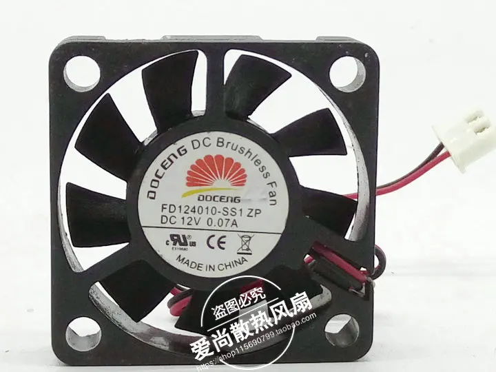 

DOCENG FD124010-SS1 DC 12V 0.07A 40x40x10mm 2-Wire Server Cooling Fan