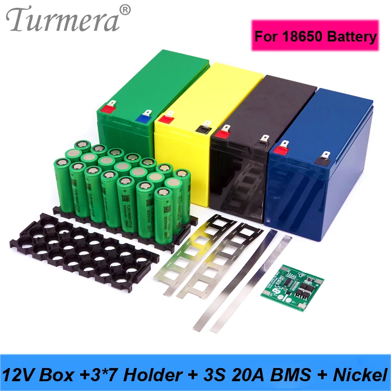 Turmera 12V 7Ah do 23Ah Pojemnik na akumulator 3X7 18650 Uchwyt 3S 20A BMS z nikielem spawalniczym do motocykla Wymień zastosowanie kwasowo-ołowiowe