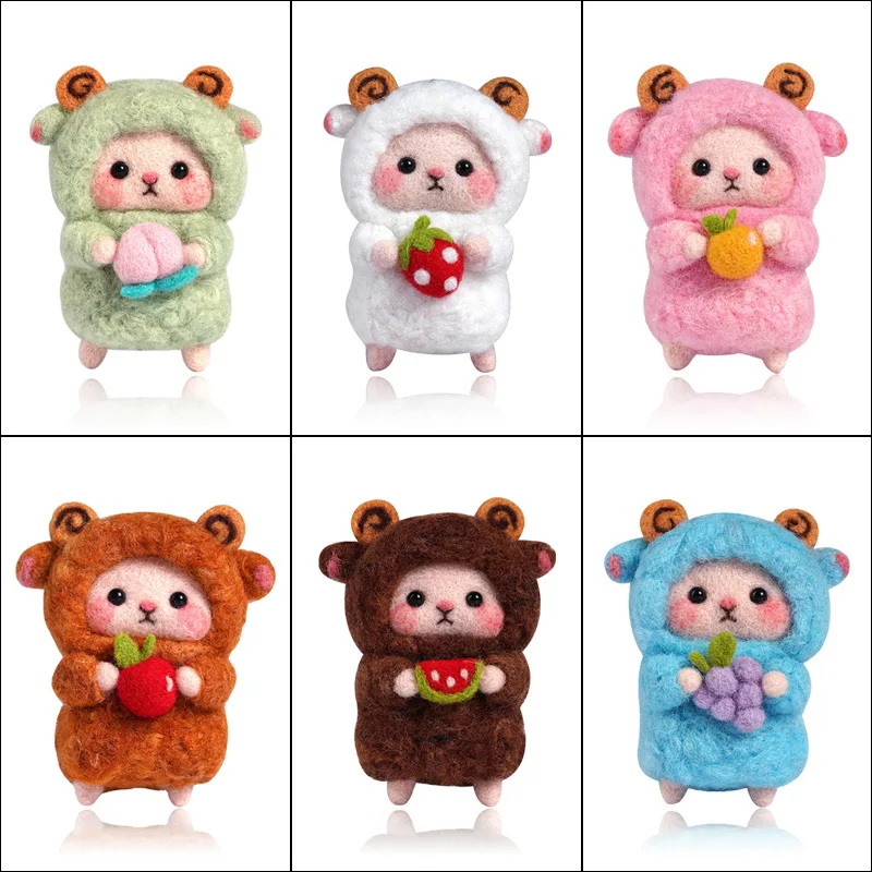 Non-Finished DIY Lovely Sheep Wool Felt Doll Needle Felting kit Accessories Felt Poked For Kids Children Handmade DIY Package