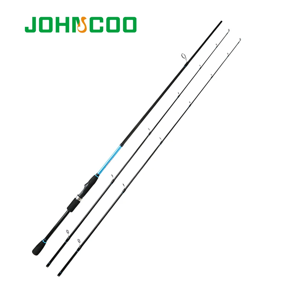 

JOHNCOO Carbon Spinning Fishing Rod Fast Action 1.98/2.1/2.4/2.7m 2 Tips Lure Rod vara de pesca Carp Fishing Cane