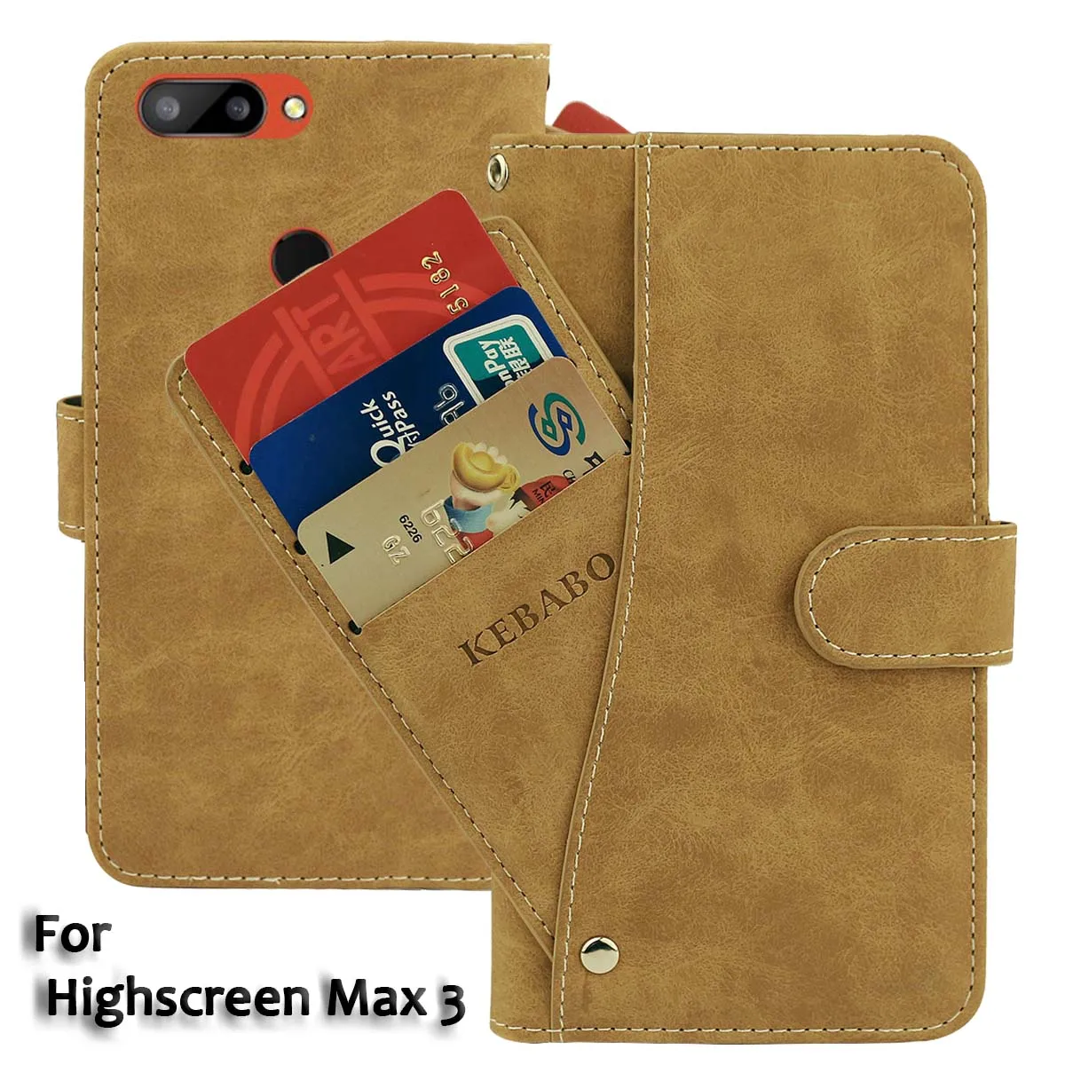 

Vintage Leather Wallet Highscreen Max 3 Case 5.93" Flip Luxury Card Slots Cover Magnet Stand Phone Protective Bags