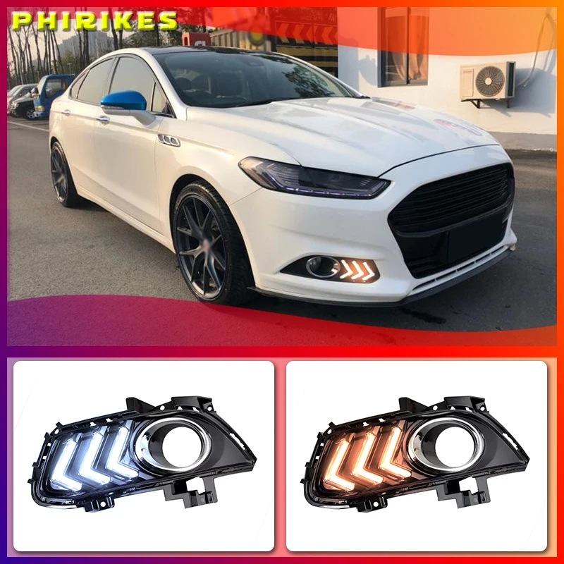 

1set for Ford Mondeo Fusion 2013 2014 2015 2016 LED DRL Daytime Running Light Daylight With Turn Signal Lights