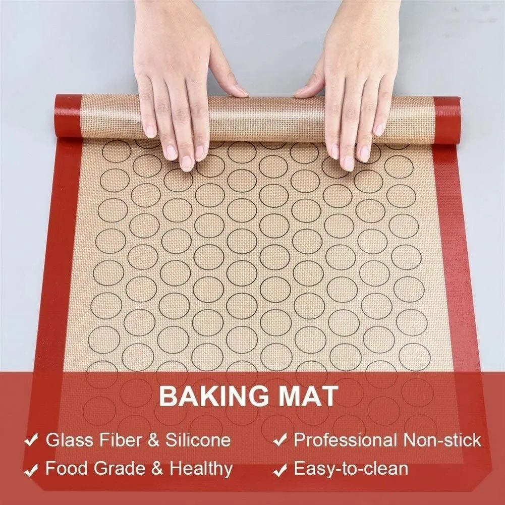 Non-Stick Macaron Baking Mat Silicone Pad Oven Sheet Liner Cookie Bread Biscuits Baking Pastry Tool Large Size Rolling Dough Mat