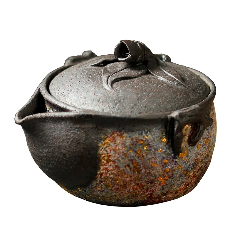 handmade rock mine vase pot Japanese Rose Cover Bowl Ceramic kungfu tea set tea pot single pot firewood burning