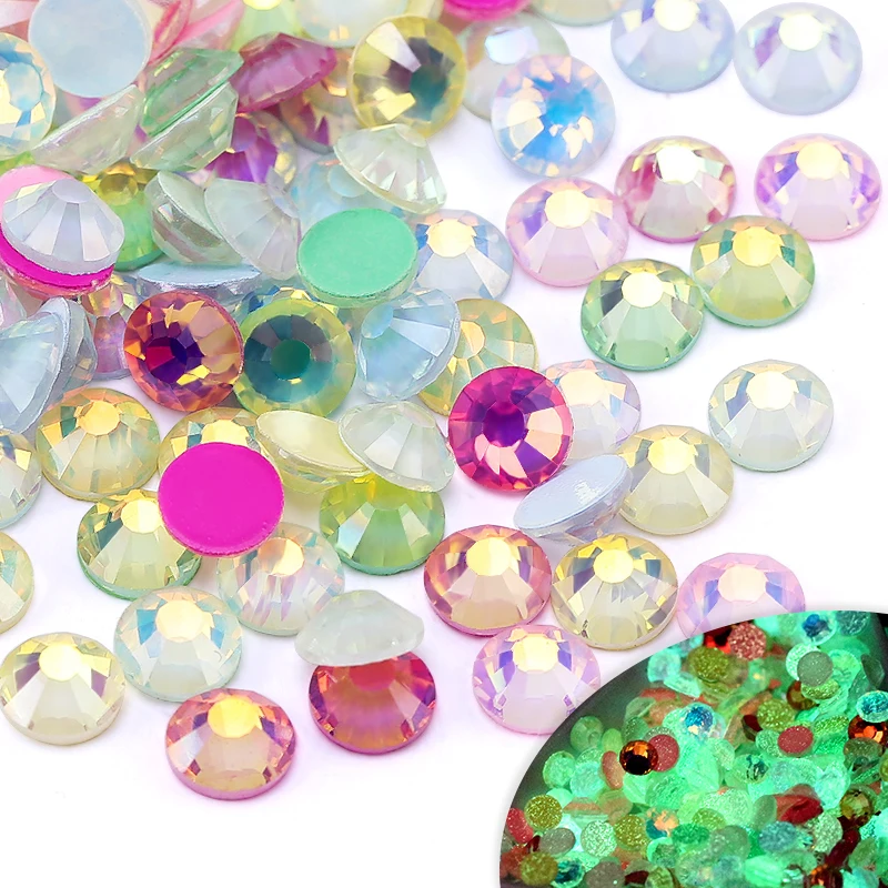 QIAO SS6-SS30 Fluorescence Non Hotfix Rhinestones Crystals Flatback For Nails DIY Beads Rhinestone Nails Decorations Accessories