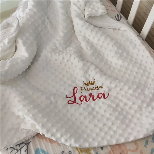 Gepersonaliseerde babydeken met naam voor pasgeboren jongens en meisjes Aangepaste Minky Fleece peuter wieg kinderwagen deken verjaardagscadeau