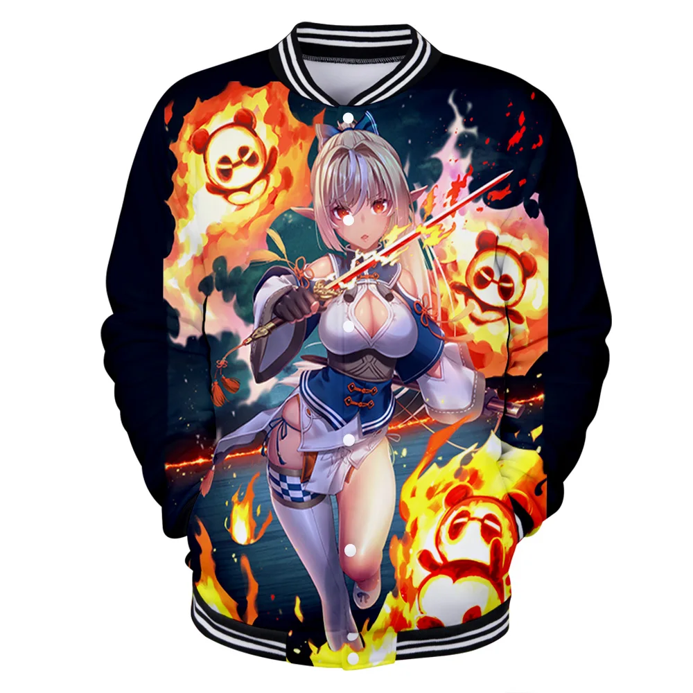 HOLOLIVE VTuber Shiranui Flare 3D autumn winter  Holiday Men/Women casual Baseball Uniform Streetwear Kawaii Style sweatshirt