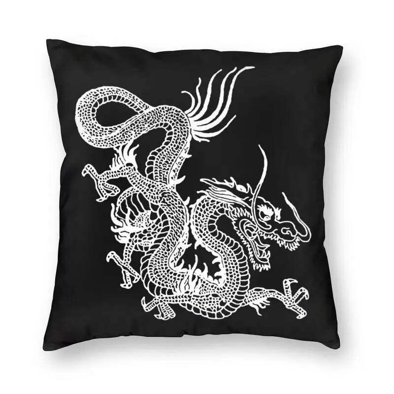 

Traditional Chinese White Dragon Cushion Cover Printing Asian Oriental Style Art Throw Pillow Case for Car 40x40 Home Decoration