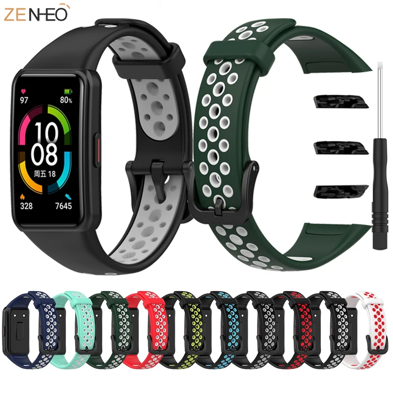 

Watchband For Huawei Honor Band 6 SmartWatch Wristband Sport Silicone Replacement belt For Huawei Band 6 Strap Bracelet Band