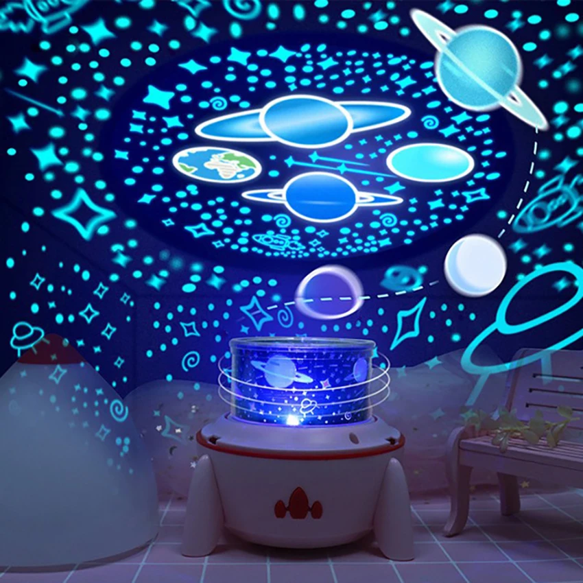 صاروخ على شكل العارض LED ليلة ضوء USB الموسيقى مع ضوء التحكم عن بعد للأطفال غرفة نوم الديكور للأطفال هدية مصباح