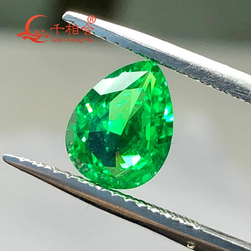 Yttrium Aluminum Garnet Cultivated Tsavorite Pear Shape  7*9mm  2.85ct  Nat ural cut  synthetic  gem stone for jewelry making