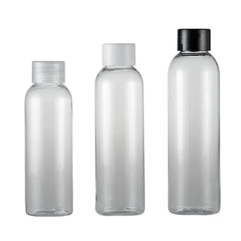 120ML 150ML 200ML X 30 Empty Transparent Cosmetic Round Shoulder Bottles With Screw Cap Plastic Lotion Container With Stopper