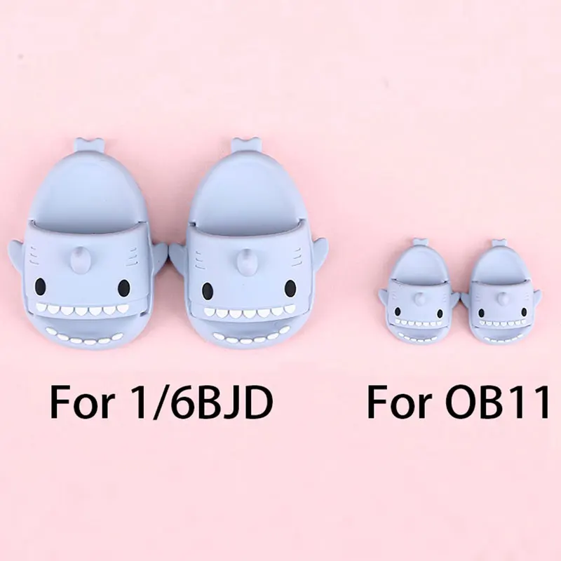 Doll Shoes Cute Shark Slippers for OB11, 1/6BJD Shoes, Molly, 1/12BJD, GSC, OB22, YMY 、30cm SD Doll Shoes Accessories