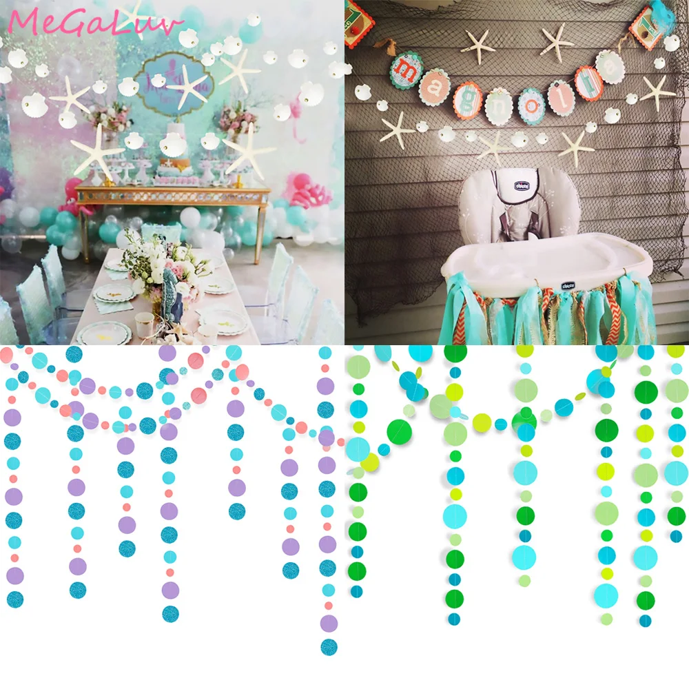 

Mermaid Birthday Party Decor Seashell Starfish Clear Bubble Circle Hanging Garlands Under The Sea Party Decorations Baby Shower