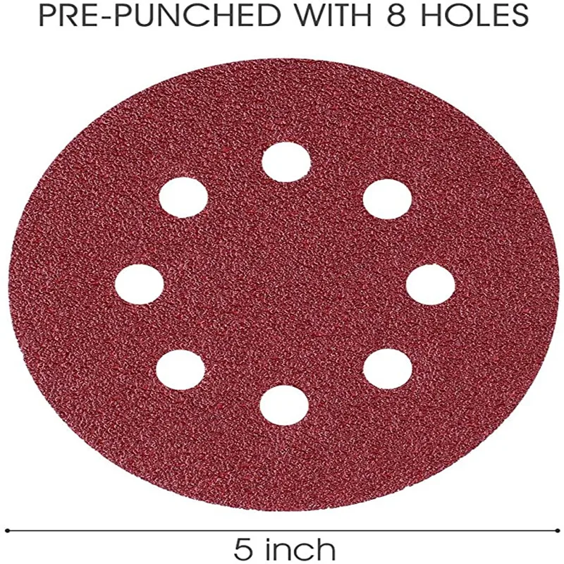 36Pcs Sanding Discs 5 Inch 8 Holes Round Sandpaper 40-5000 Grit Hook and Loop Sander Pads for Random Orbital Sanders