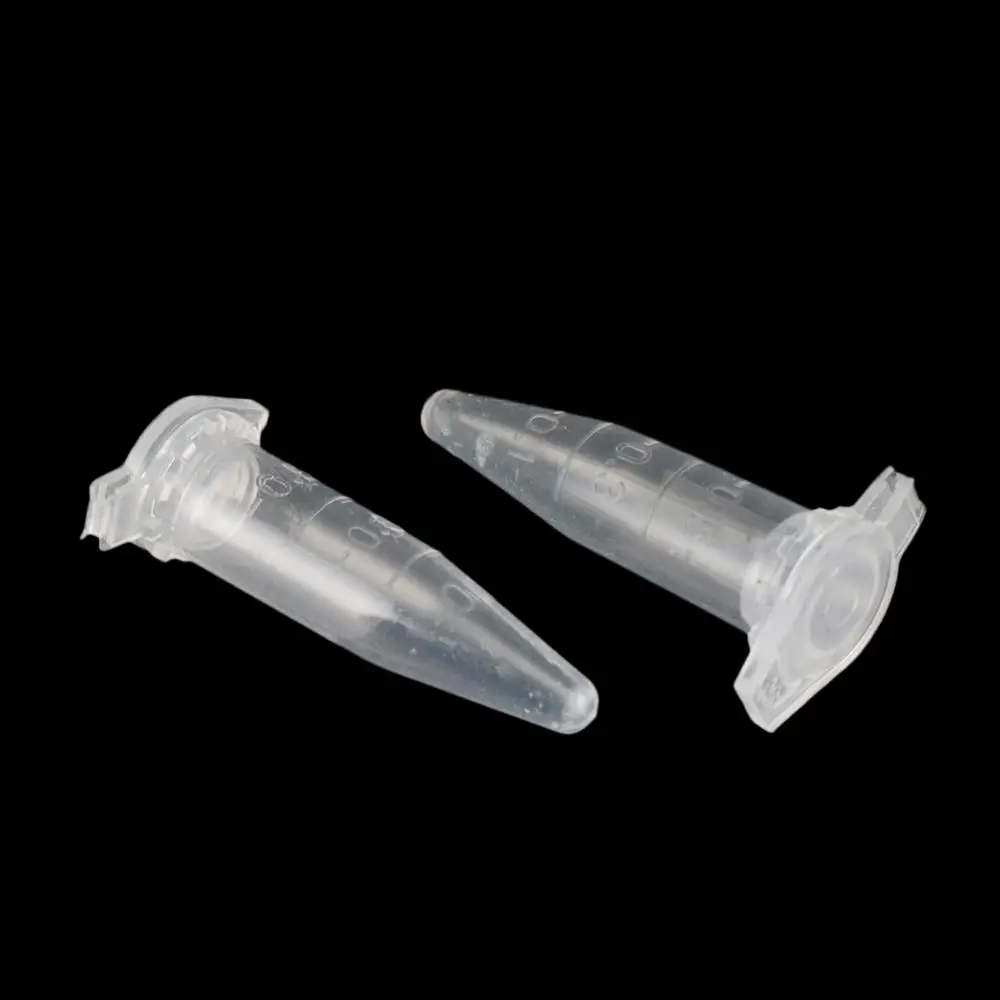 100 Pcs 0.5ml Clear PP Plastic Test Tube Centrifuge Vial Snap Cap Container Laboratory Sample Specimen School Stationery