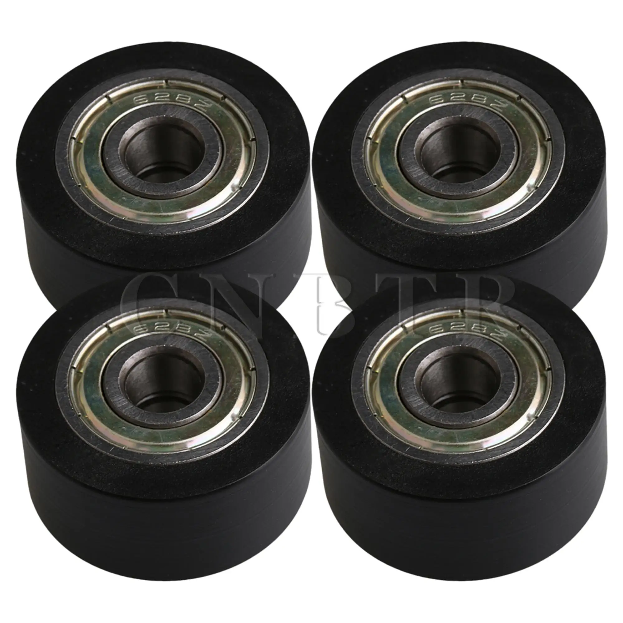 CNBTR 4 Pieces 32x8x16MM Black 608ZZ Bearing Flat Groove Ball Bearing Guide Pulley Wheels