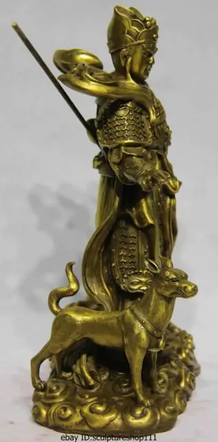 Rare Chinese Brass bronze famous fable Yang Jian Erlangshen Taoism God warrior Statue Garden Decoration 100% real Brass Bronze 2