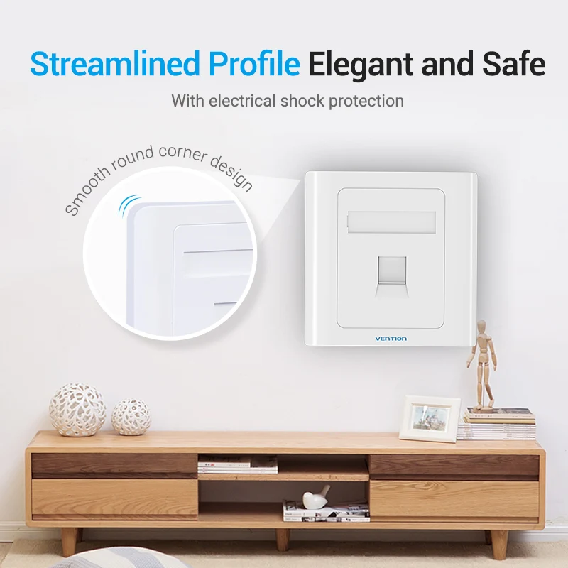 Vention Network 1Port Faceplate Wall Outlets Ethernet wall plate 2Port 4Port Modular Wallplate Suitable For 80x80mm Bottom Box