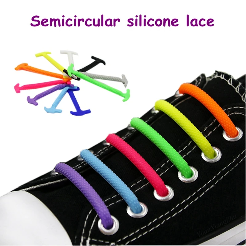 16 teile/satz Halbkreis Elastische Silikon Turnschuhe Schnürsenkel Spezielle Silikon Schnürsenkel Keine Krawatte Schnürsenkel Männer Frauen Schnürsenkel Gummi