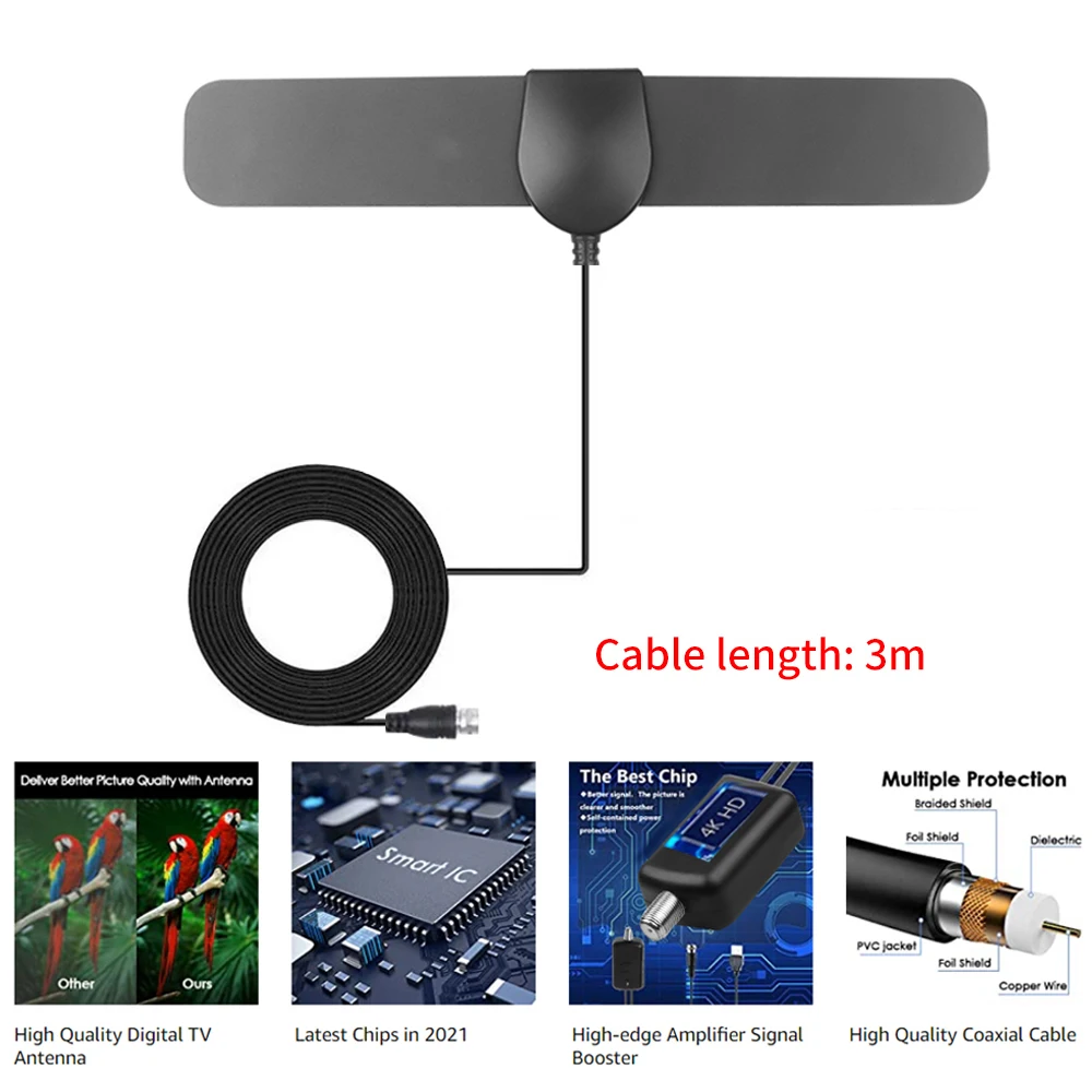 KEBIDU 200 마일 범위 안테나 4K 8K 디지털 HDTV 실내 TV 안테나 증폭기 신호 부스터 활성 실내 HD TV 반경 서핑