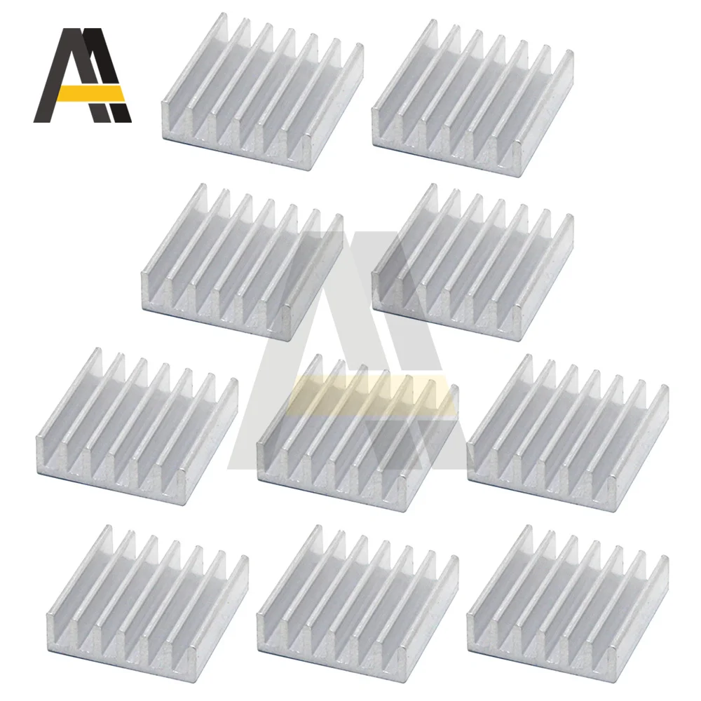 Disipador de calor de aluminio, radiador IC, Transistor, disipación de calefacción, refrigeración para Amplifer COB, potencia de luz, 1,9x1,9x0,5 cm, 10 Uds.