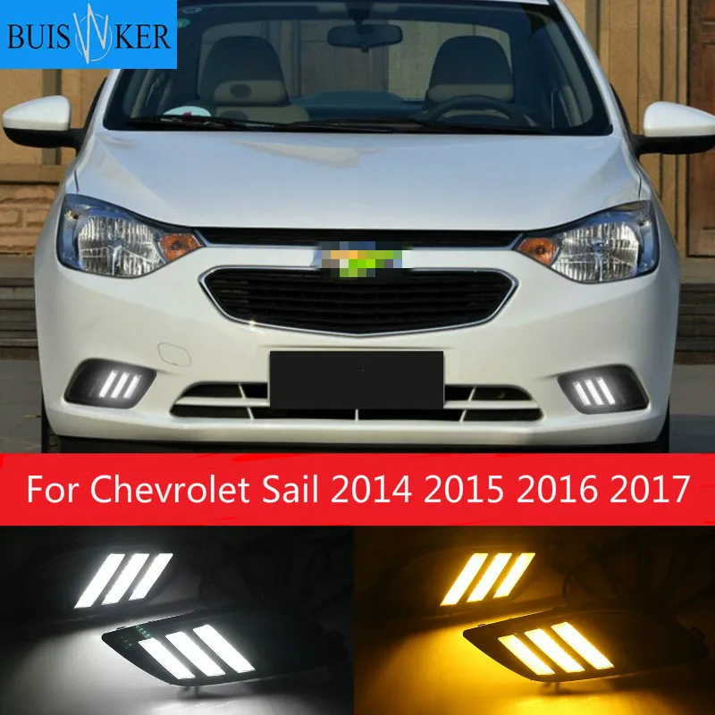 

2PCS LED DRL For Chevrolet Sail 2014 2015 2016 2017 Led Daytime Running Light Turn Signal Light Yellow Blue Headlight Fog Lamp