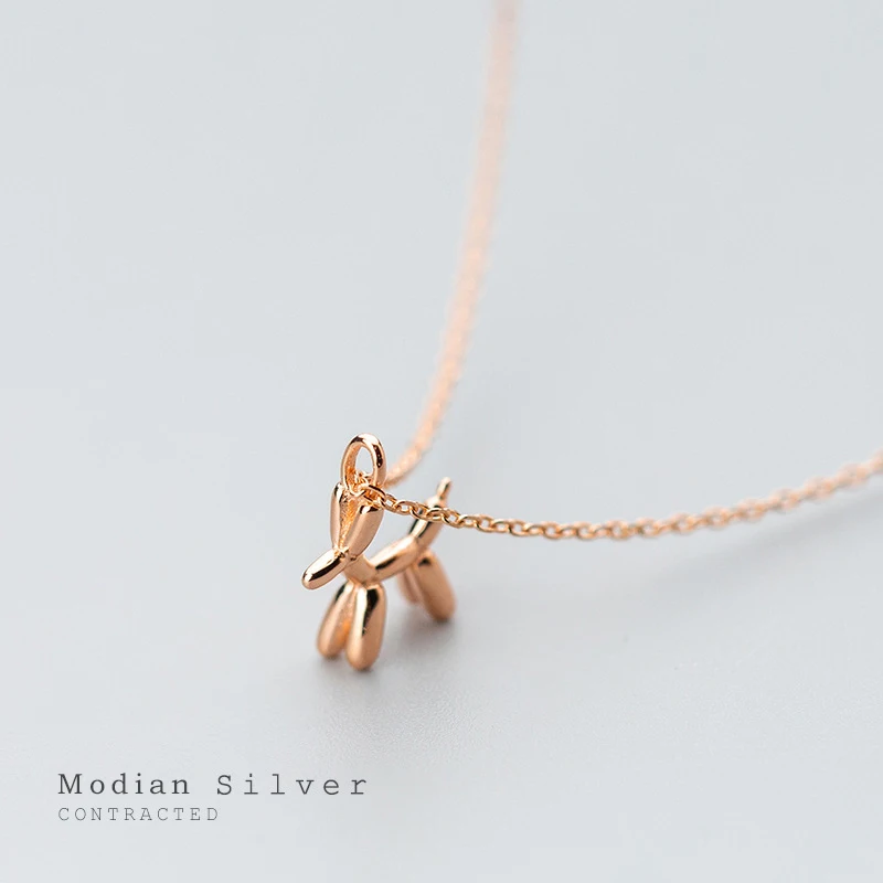 

Modian Genuine 925 Sterling Silver Cute Small Dog Geometric Pendant Necklace for Women Link Chain Necklace Jewelry Girl Gift