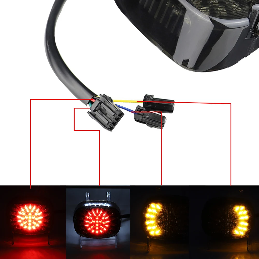 LED Tail Light Motorcycle Plug and play Brake Turn Signal Rear Lights for Sportster Dyna Electra Glide Road Touring Softail view 3