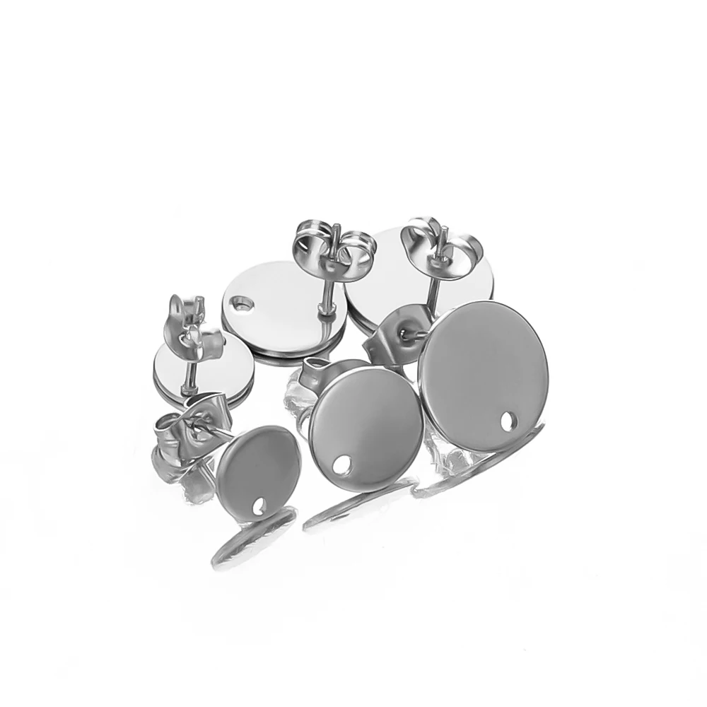 10 Stück Goldfarbene Edelstahl Runde Flache Ohrstecker Kreise DIY Schmuckherstellung Ohrring-Zubehör Anhänger Accessoires – Detail 5