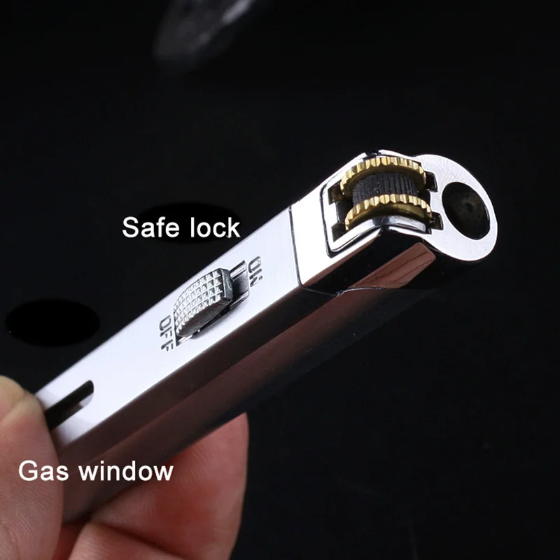 Jet Torch Lighter with Safe Lock Grinding Wheel Refillable Butane Gas Lighters for Cigar Cigarette Kitchen