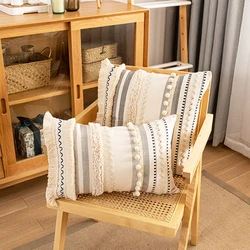 Beige Cushion Cover 45x45cm/30x50cm Tassels Embroidery pillow cover Boho Style for Home Decor Living Room Bedroom Decoration