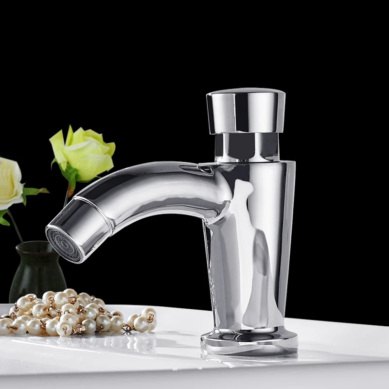 Brass Time Delay Faucet Bathroom Basin Faucet Touch Press Cold Water Tap Public Toilet Metered Faucet