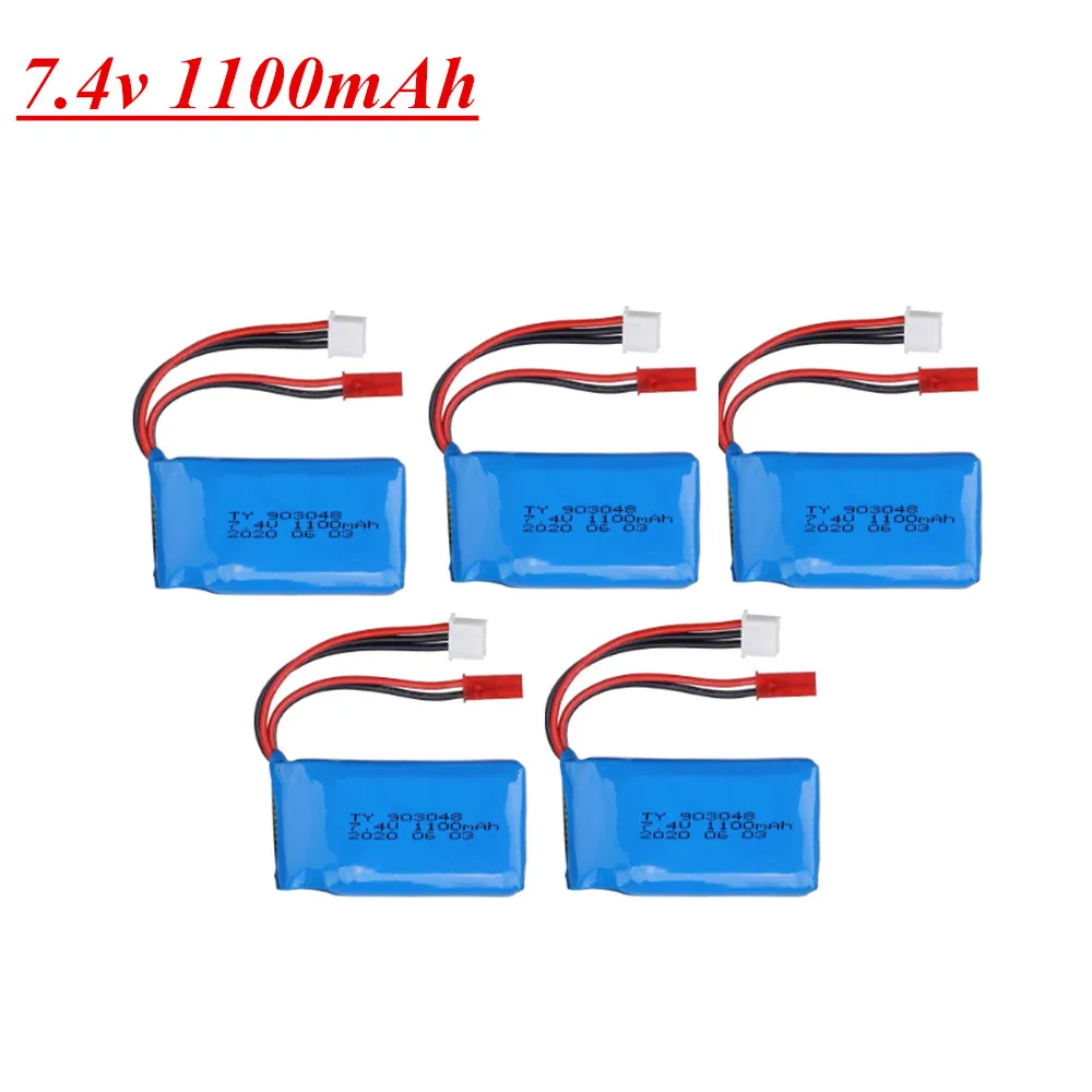 7.4V 1100mAh Lipo Battery for Wltoys V353 A949 A959 A969 A979 k929 7.4v 903048 Battery For RC Cars parts 1pcs to 5pcs