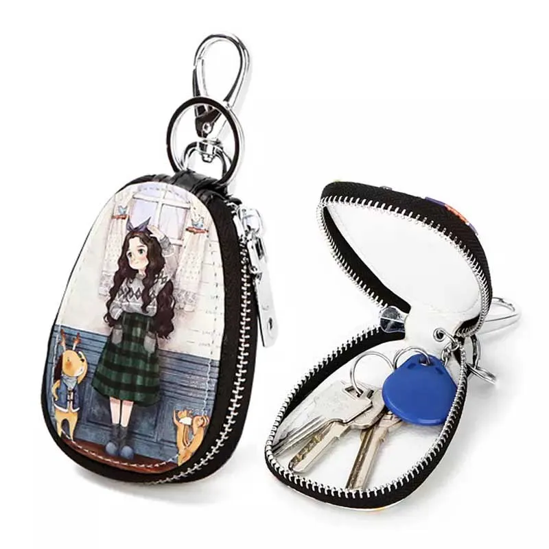 Fashion Eiffel Tower Women Girls Key Bag PU Leather Key Wallets Housekeepers Car Key Holder Case High Quality Keychain Pouch