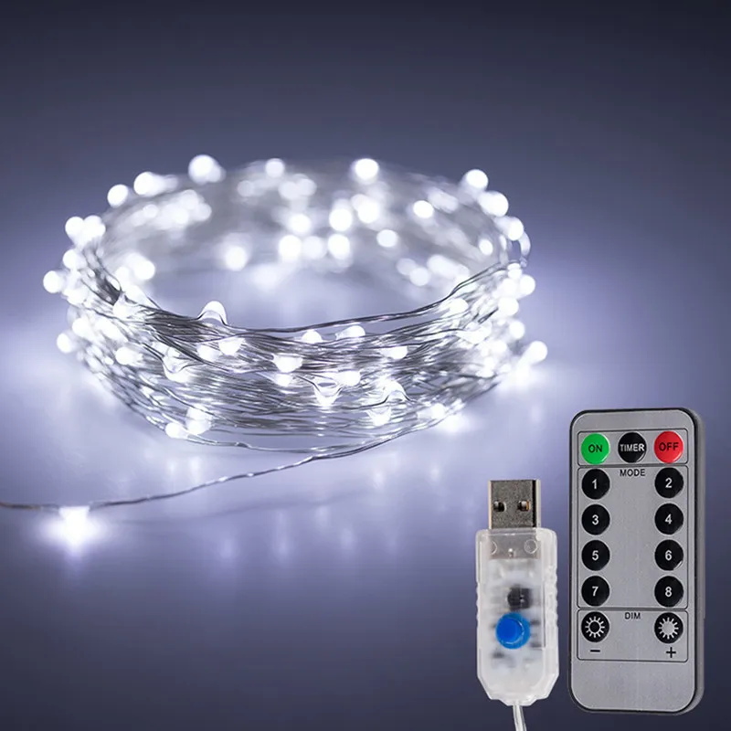 Guirnalda de luces LED USB para decoración de jardín, guirnalda de hadas para dormitorio, 8 modos intermitentes, Navidad, boda, fiesta de año nuevo