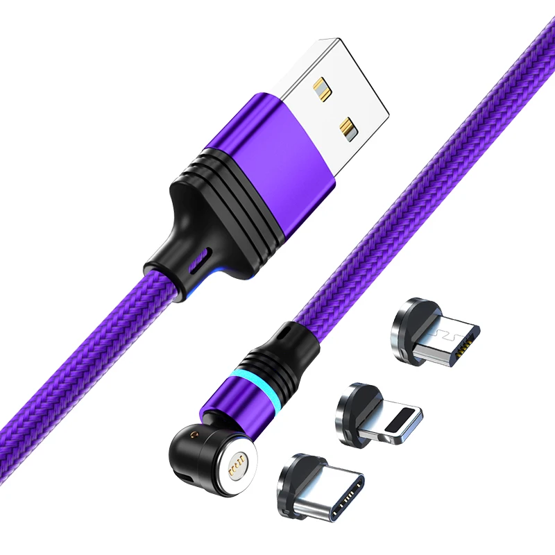 AUFU 마그네틱 충전기 USB C 케이블, 고속 충전 마이크로 USB 코드, 휴대폰 충전 케이블, 아이폰, 샤오미, 1m, 2m, 3m