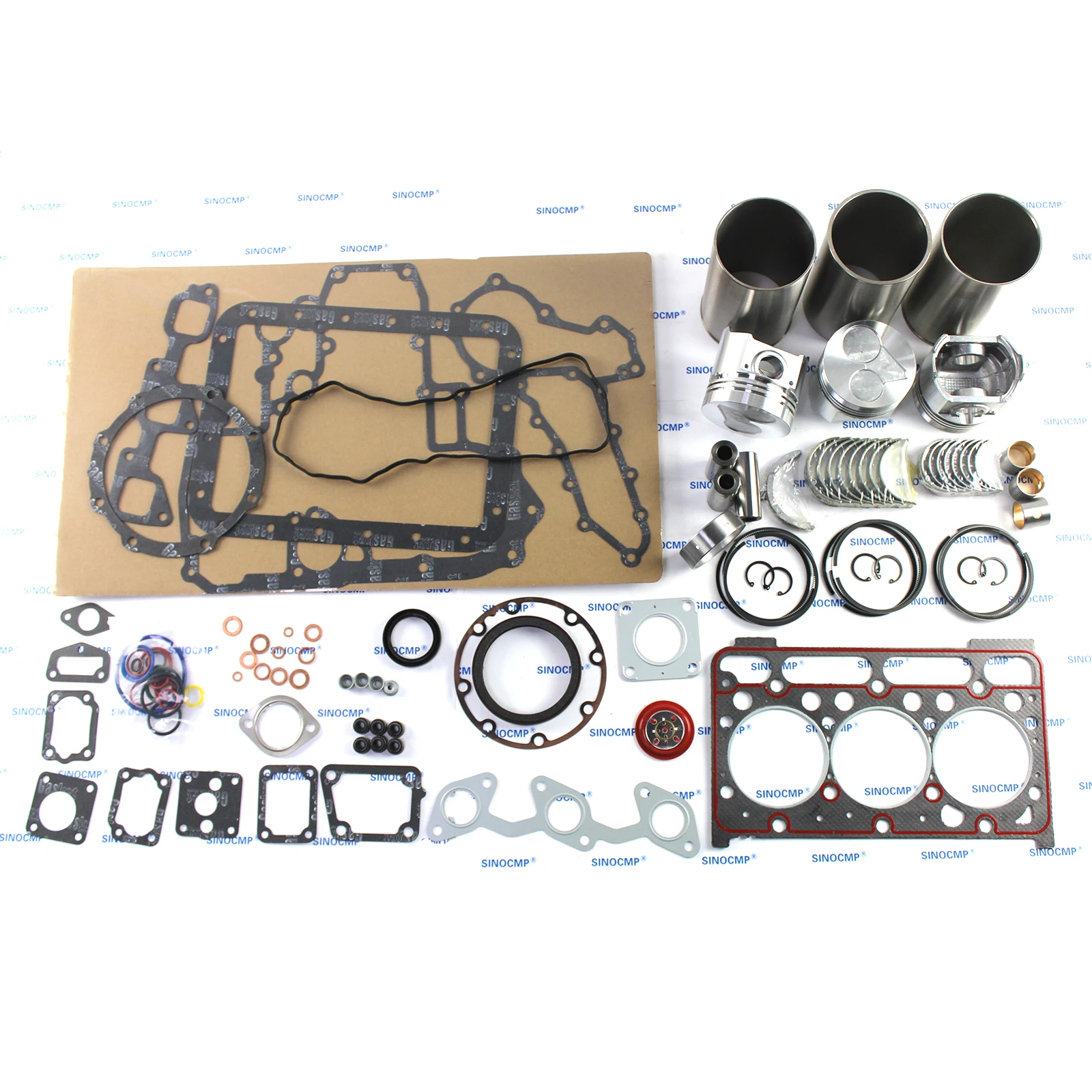 

D1703 Engine Rebuild Kit, Pistons, Liners, Overhaul Gasket Kits for Kubota Bobcat 325C Mini Excavator L3300DT