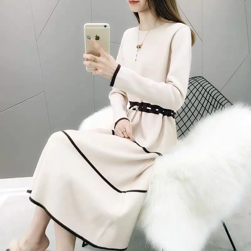 

Women Over The Knee Sweater Dress Female Autumn And Winter Clothing 2023 New Base Inside The Knit Long Sweater Thickening Tide