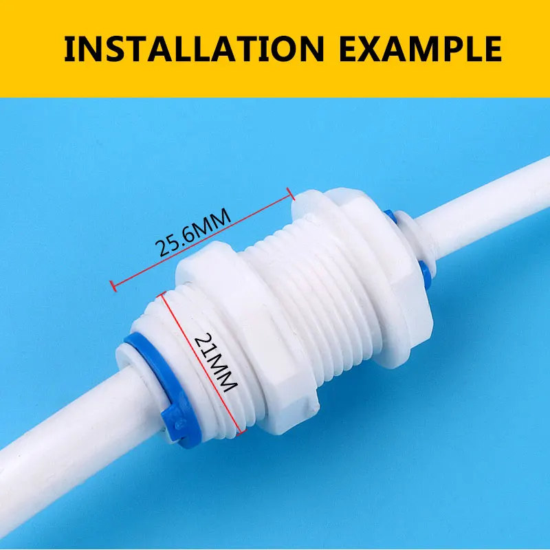 1/4 "-3/8" ODท่อPEท่อตรงBulkhead Fittings Quick Connector Divisionแผ่นROเครื่องกรองน้ำเส้นผ่านศูนย์กลางเปลี่ยน