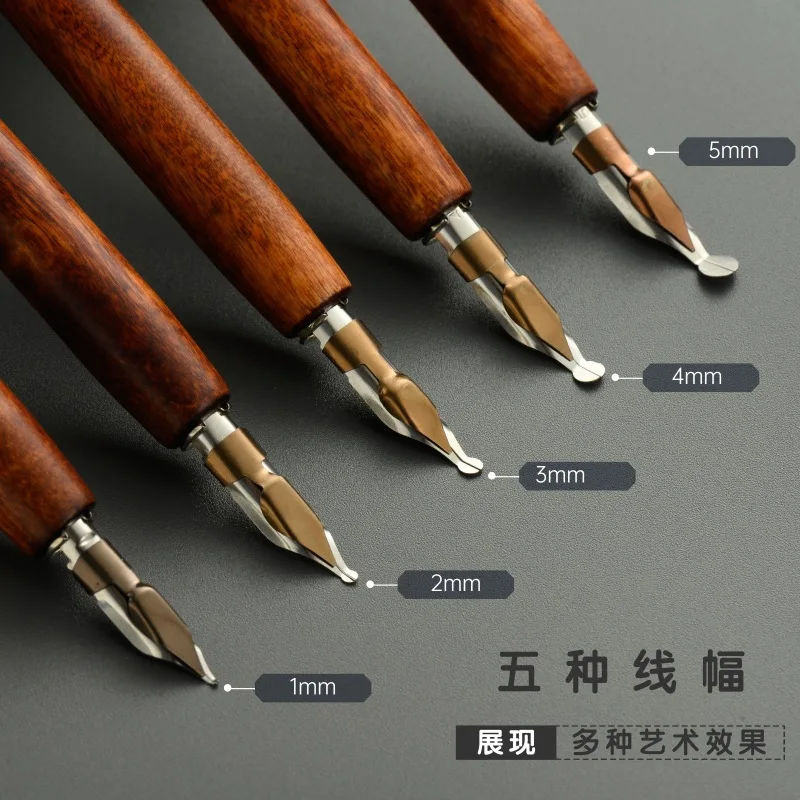 Wooden Dip Pen Wholesale Literary Retro Thick Wooden Pen Manufacturers Art Painting Tibetan Gothic Font Pen Stationery