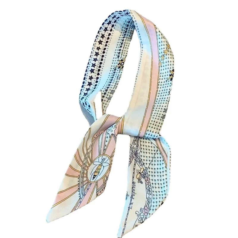 Small Silk Scarf Spring and Summer Decorative Hair Band Korean Versatile Bandage Ribbon Small Scarf