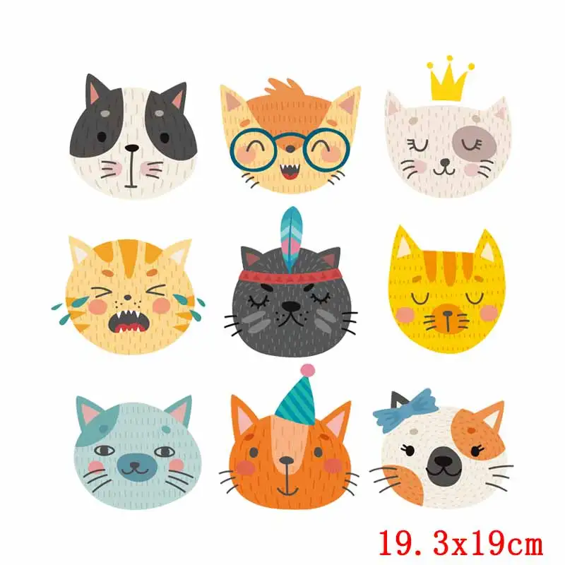 Cartoon Animal Printed Iron-On Transfers Heat Transfers for Clothes Thermal Transfer Vinyl Ironing Stickers Apparel Accessory