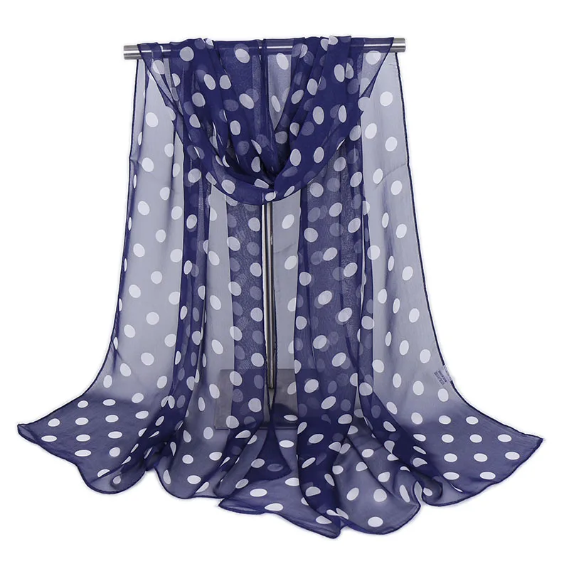 Hot Sell Chiffon Scarf Polka Dot Women Scarves Print Long Soft Wrap Scarf Shawl Beach Scarves Vintage Travel Scarf 160*50cm