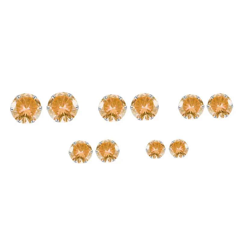 10pc/set Round 2mm-8mm Crystal Stud Earrings Set For Women CZ Zircon Ear Piercing Stud Earrings Kit Surgical Steel Jewelry