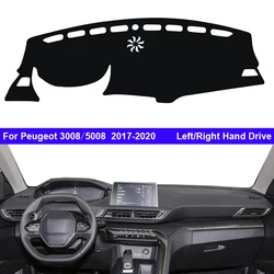 Car Inner Dashboard Cover For Peugeot 3008 5008 2017 - 2020 Auto Dash Mat Carpet Sun shade Dashmat Rug Cushion 2018 2019