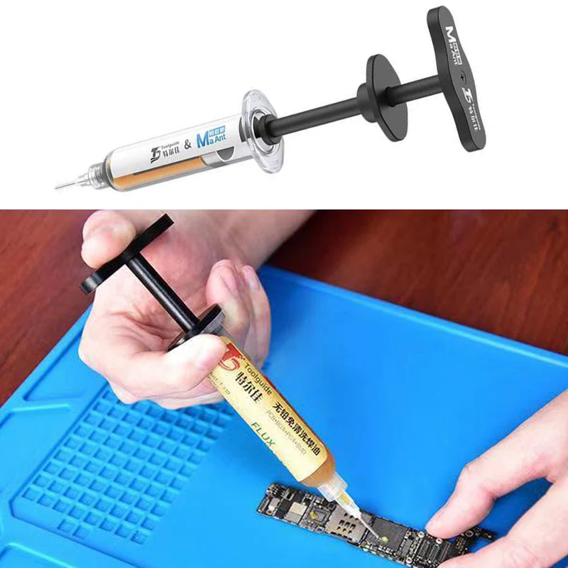 Aluminum Alloy Solder Paste Booster With 3 Needles Syringe Soldering Flux Pusher UV Solder Mask Ink Booster